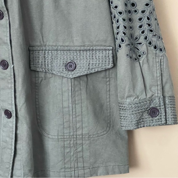 Johnny Was Workshop Violette Eyelet Embroidered Military Jacket size XL - Picture 8 of 13